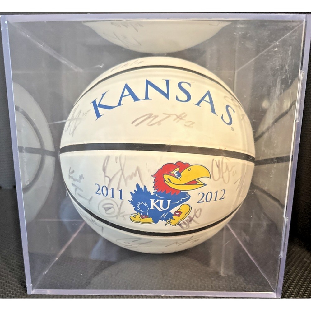KANSAS JAYHAWKS KU 2011- 2012 Team Signed Autographed Basketball w/Case Wilson